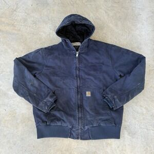 Carhartt Canvas Active Jacket Men's Large Blue Hooded J130 M Faded Midnight